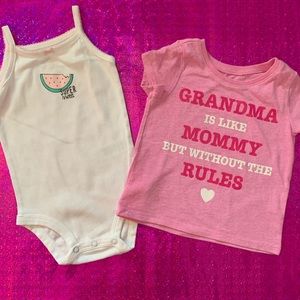 Very Sweet onesie and No Rules Grandma T-shirt